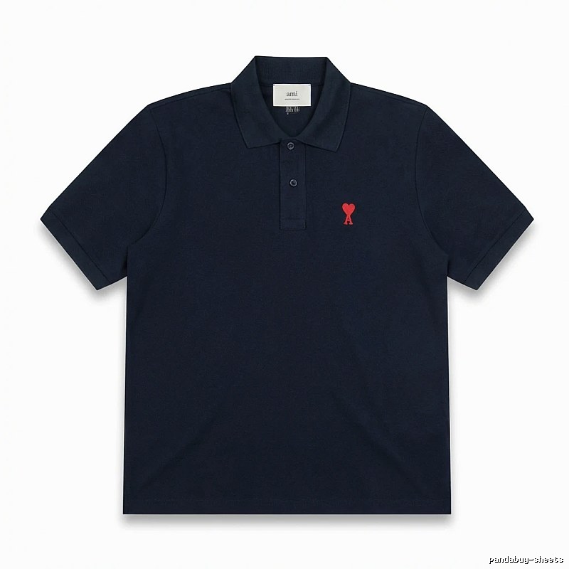 AMI Love Heart Logo Minimalist Style Polo Shirt