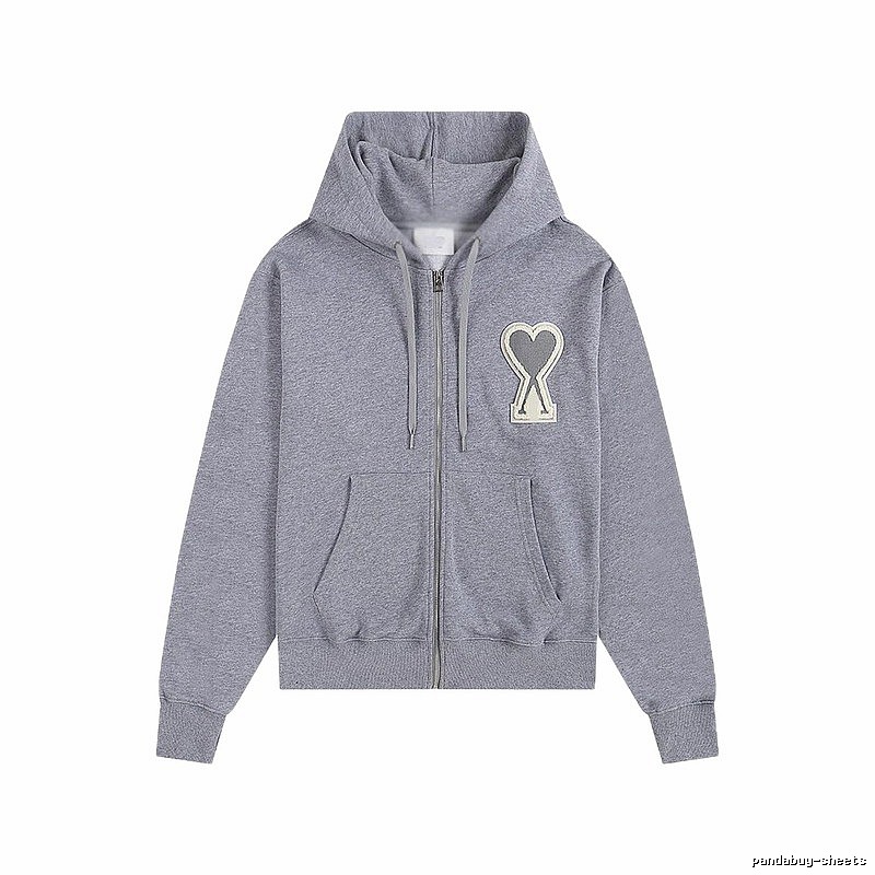 AMI Love Series Grey Zip-Up Hoodie