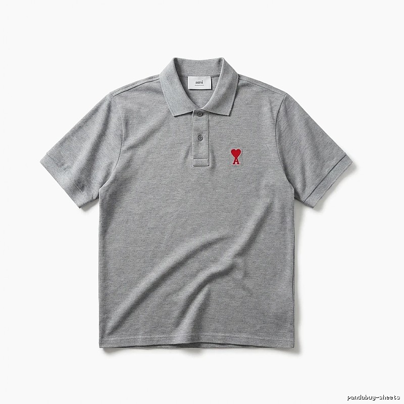 AMI Love Simple Grey Polo Shirt