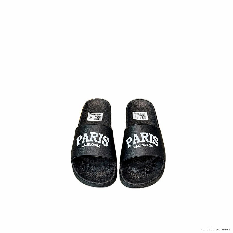 Balenciaga PARIS Print Trendy Black Slippers