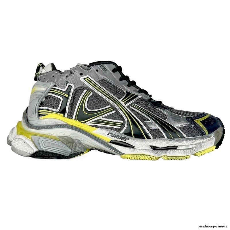 Balenciaga retro-style gray-yellow sports shoes