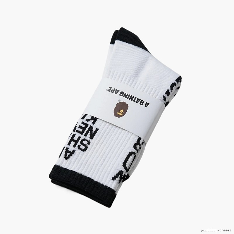 Bape Letter Trend Brand White Socks