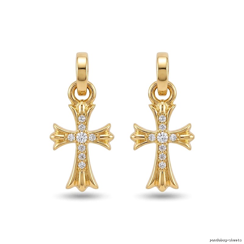 Chrome Hearts Cross Trendy and Cool Style Gold Earrings