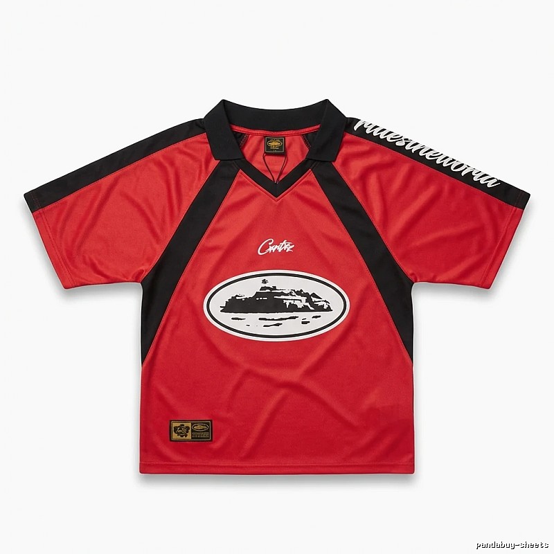 Corteiz Retro Style Red and Black Contrast Color Shirt