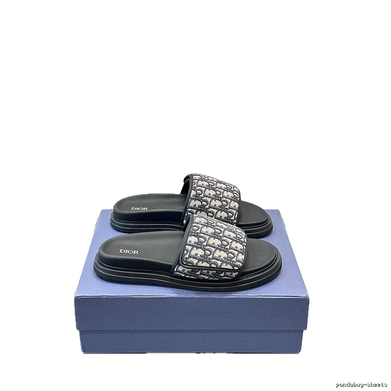 Dior Retro Monogram Black and Grey Slide Sandals
