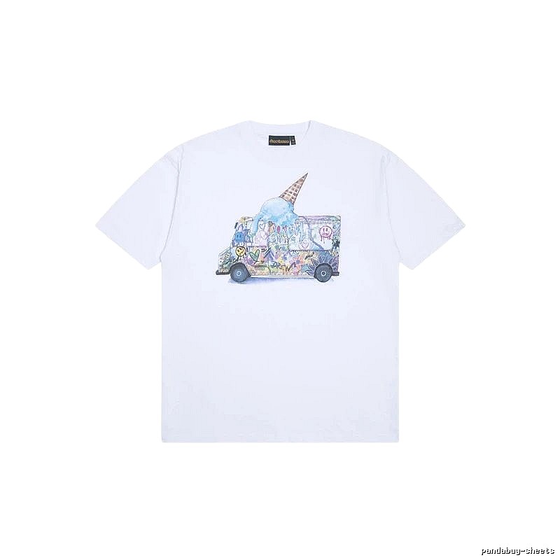 DREW Graffiti Ice Cream Truck Street Style White T-shirt
