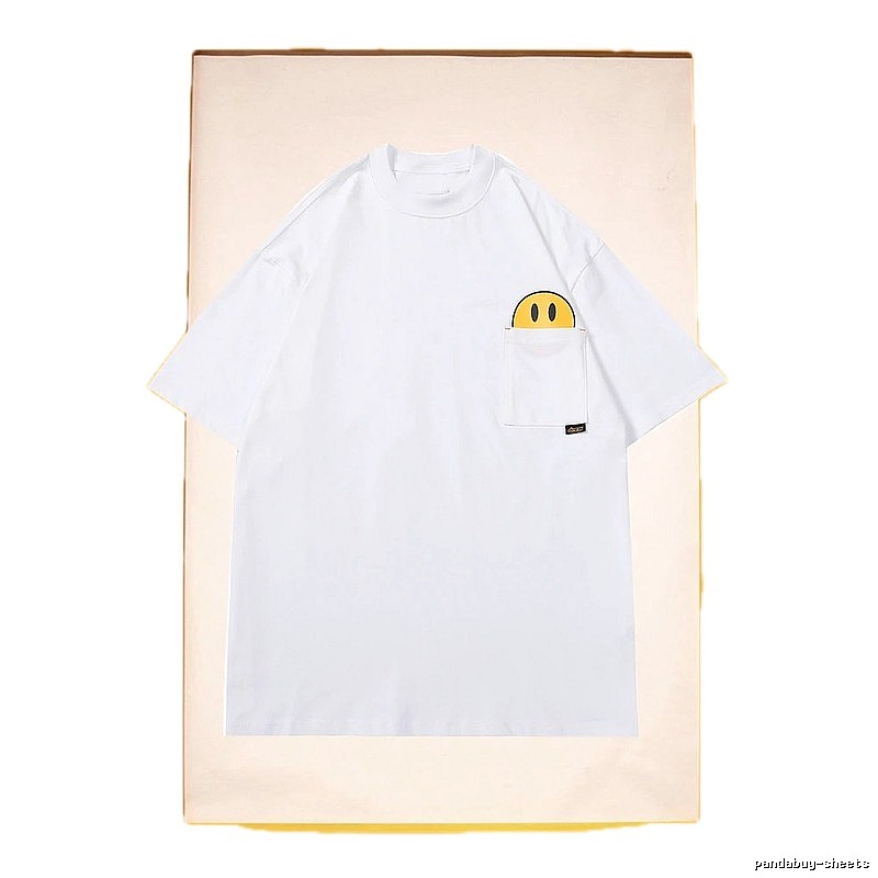DREW Smiley Face Pocket Street Style White T-Shirt