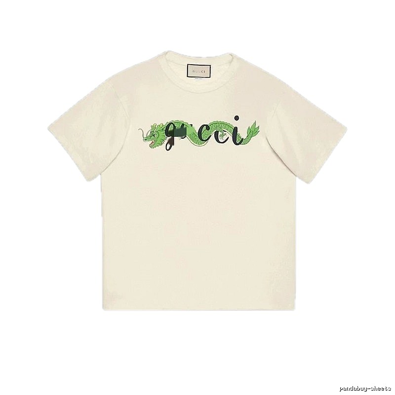 Gucci Year of the Dragon Collection Vintage Style Off-White Short Sleeve T-Shirt