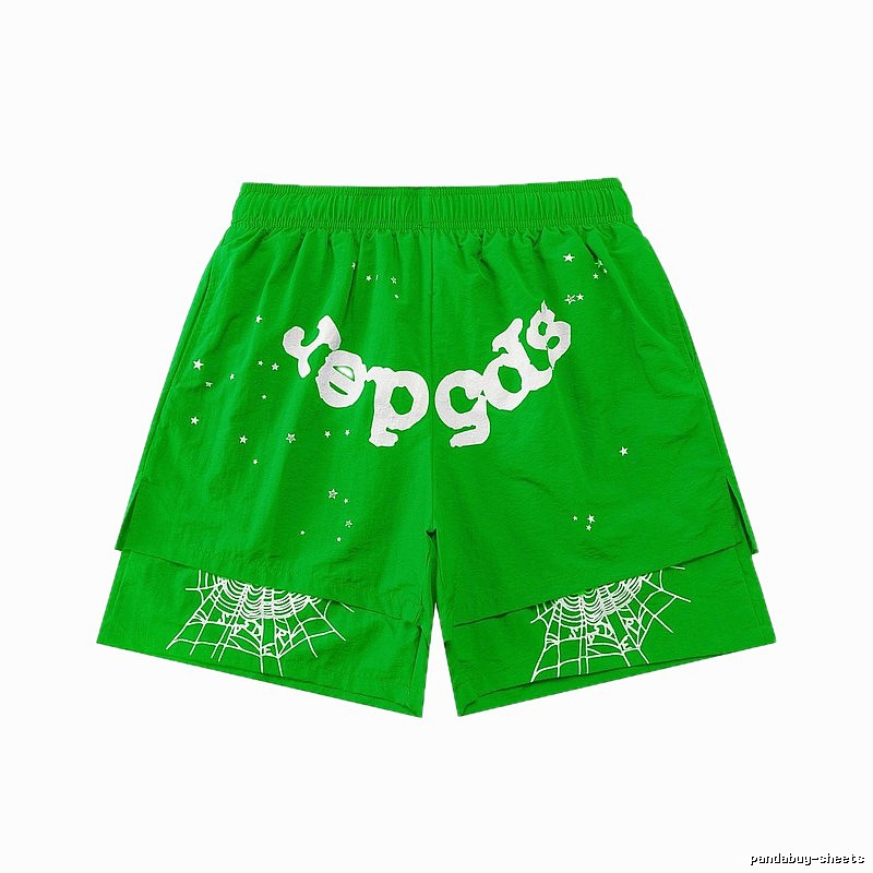 Sp5der Starburst Trendy Cool Green Shorts