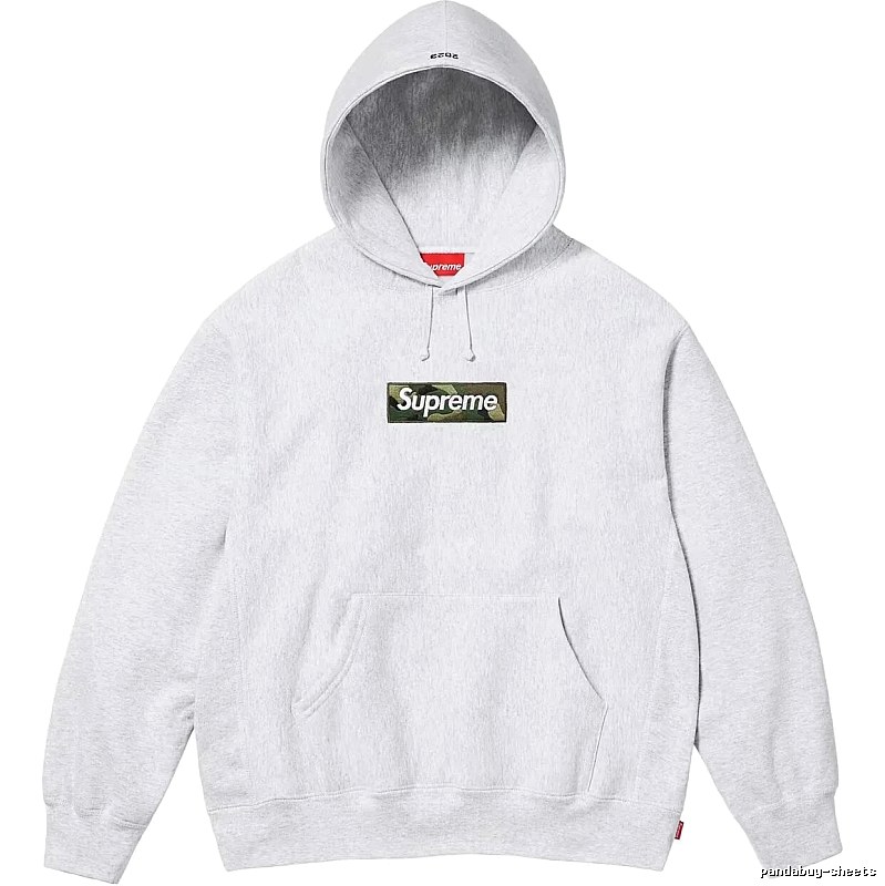 Supreme Patterned Logo hoodie Gray Red Oversized with Polished Detail