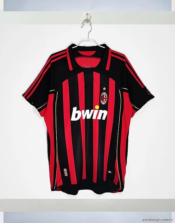 AC Milan Patterned Retro soccer jersey Red Black Striped with Polished Detail