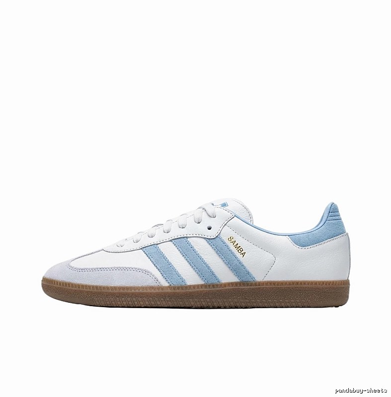 Adidas retro-style white and blue sports shoes