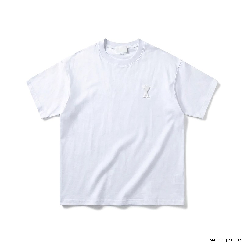 AMI Embroidered Minimalist Style White T-shirt