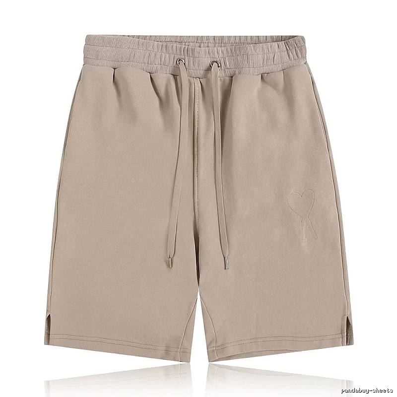 AMI Embroidered Trendy Brand Khaki Shorts