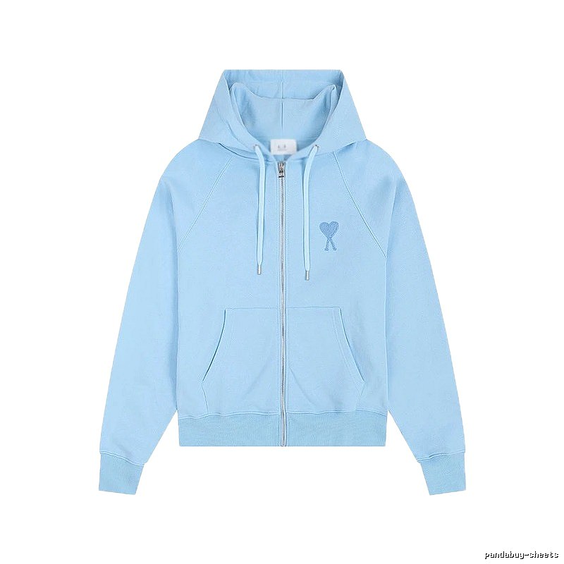 AMI Love Embroidery Light Blue Hoodie
