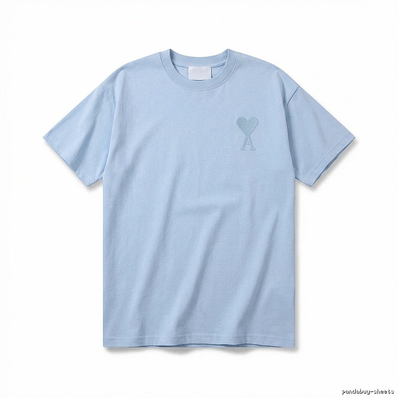 AMI Love Heart Pattern Light Blue T-shirt