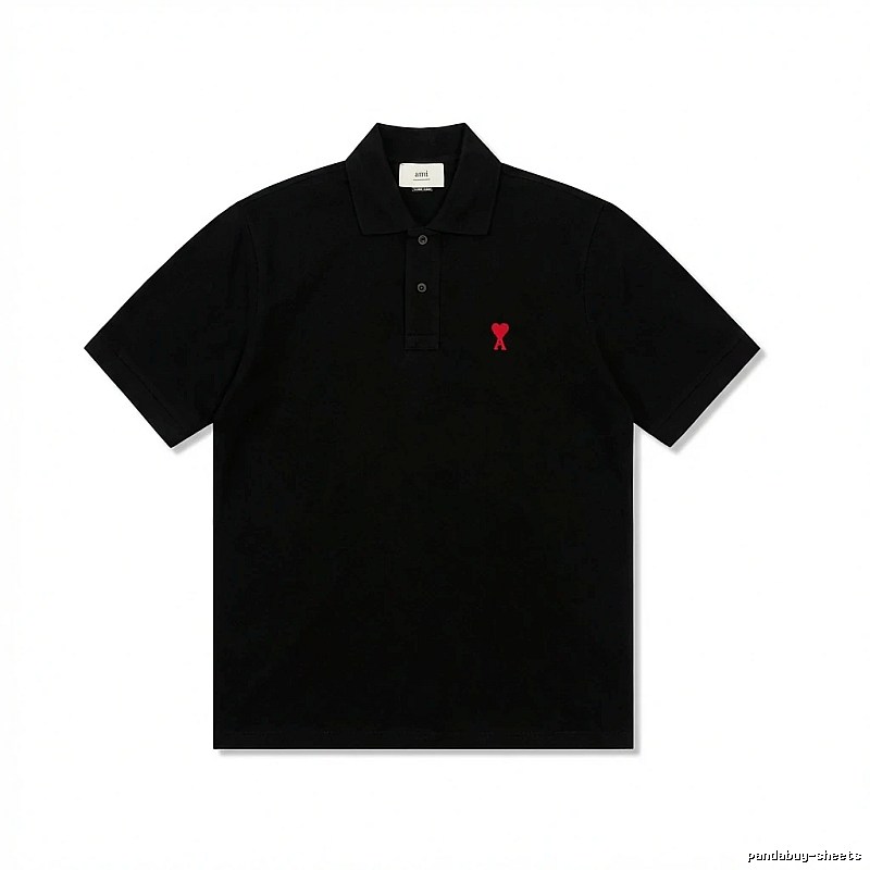 Ami love simple style black polo shirt