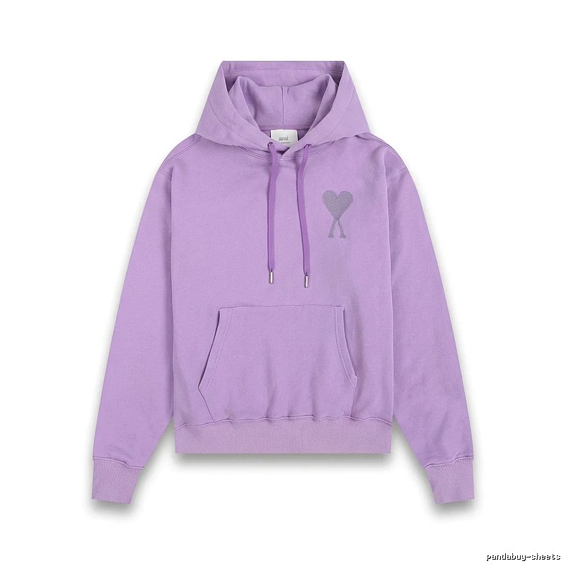 AMI series minimalist style purple hoodie