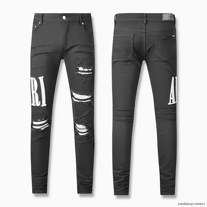AMI Trendy Black Jeans with Ripped Holes