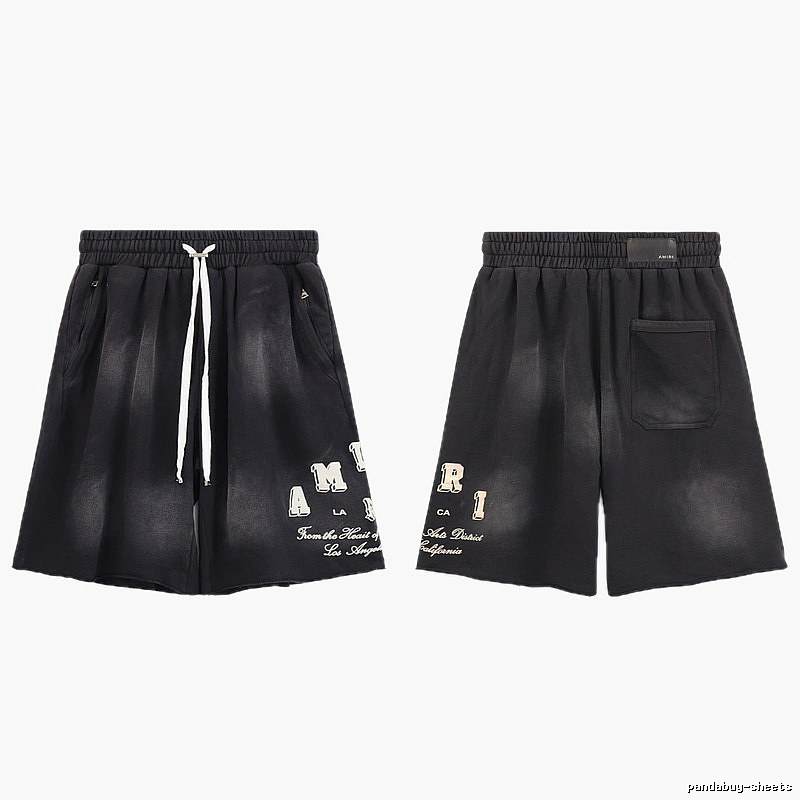 AMIRI Letter Print Street Style Black Shorts