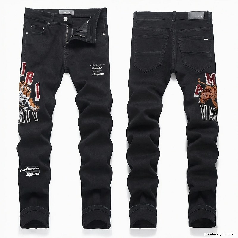 AMIRI Tiger Embroidery Trendy and Cool Style Black Pants