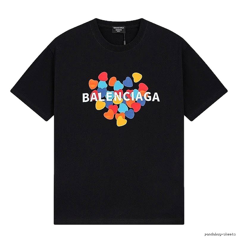 Balenciaga black T-shirt with a heart print.