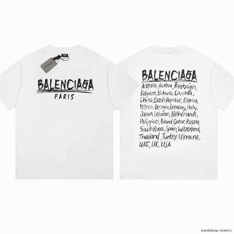 Balenciaga Graffiti Street Style White Short Sleeve T-Shirt