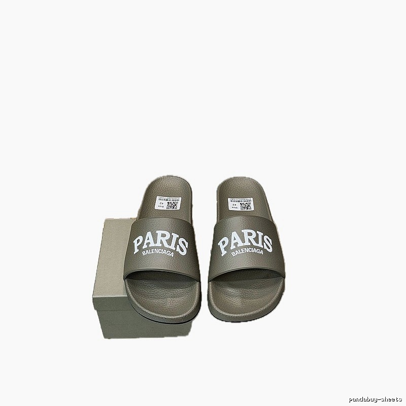 Balenciaga PARIS Trendy Military Gray Slippers