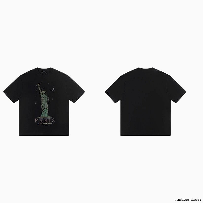 Balenciaga Vintage Style Statue of Liberty Black T-Shirt