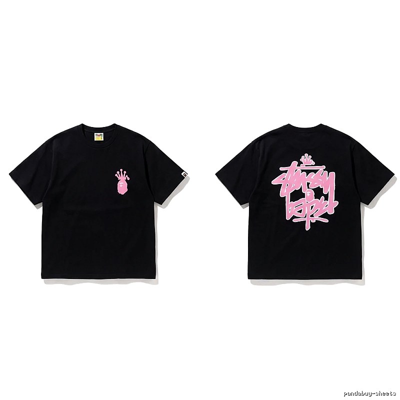 Bape black-based pink-label trendy and cool short-sleeve T-shirt
