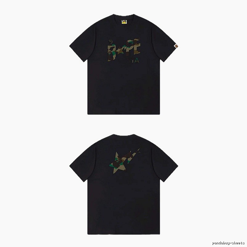 Bape camouflage style black T-shirt