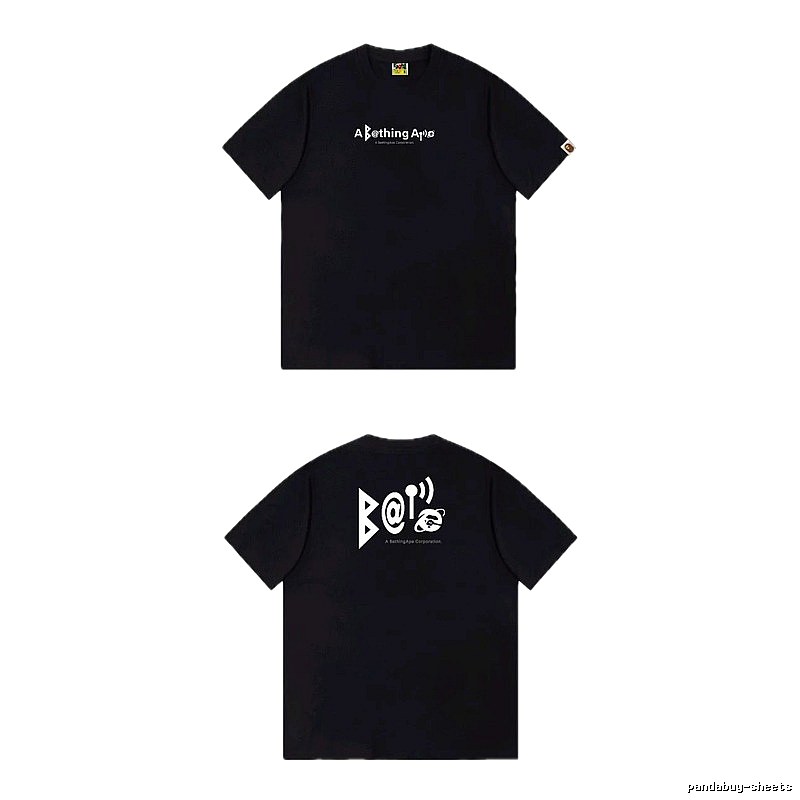 Bape letter - printed short - sleeved black T - shirt