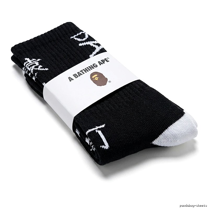 Bape letter-style black socks