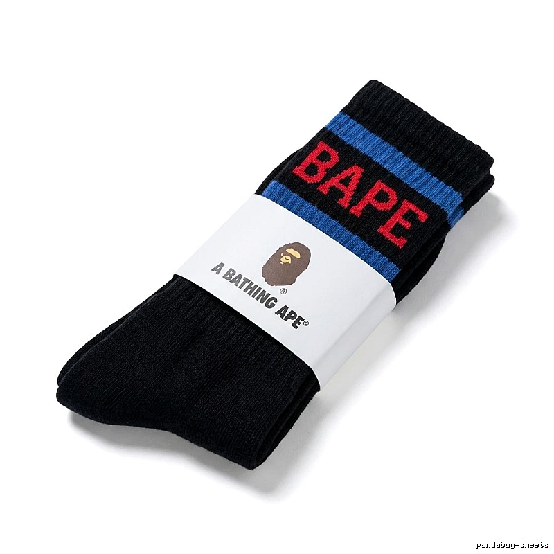 Bape striped trendy socks in black style