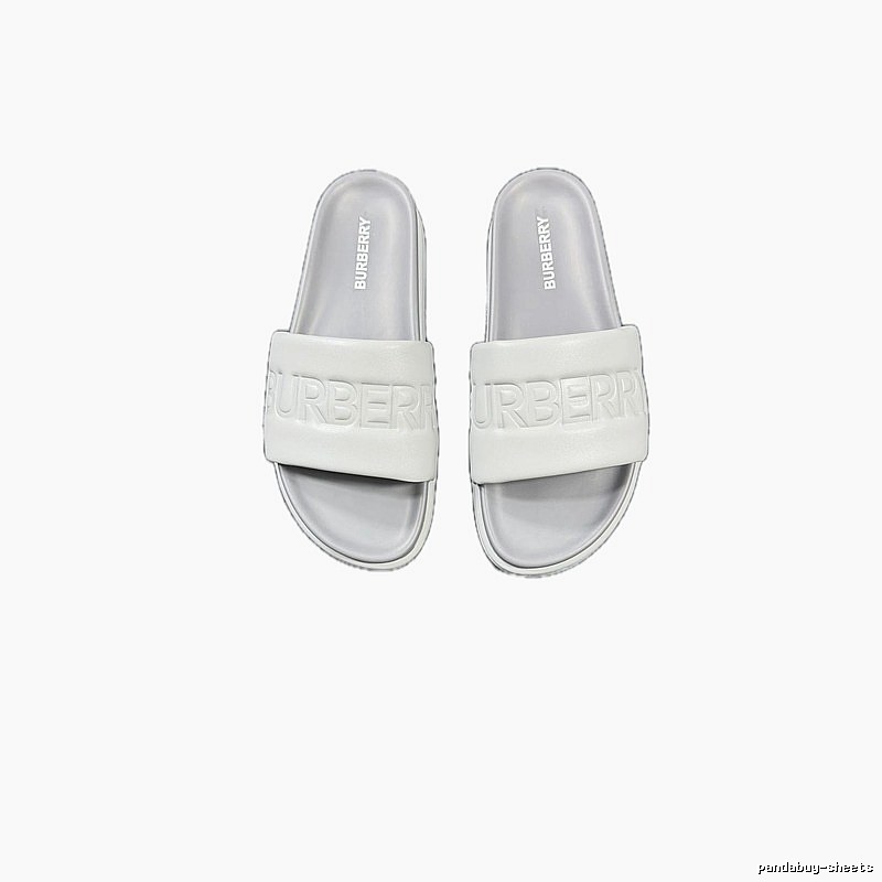 Burberry Embossed Collection Minimalist Style Light Grey Slide Sandals