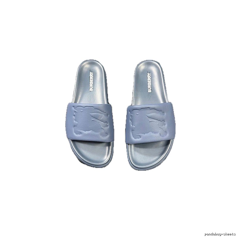 Burberry Equestrian Knight Collection Minimalist Grey-Blue Slide Sandals