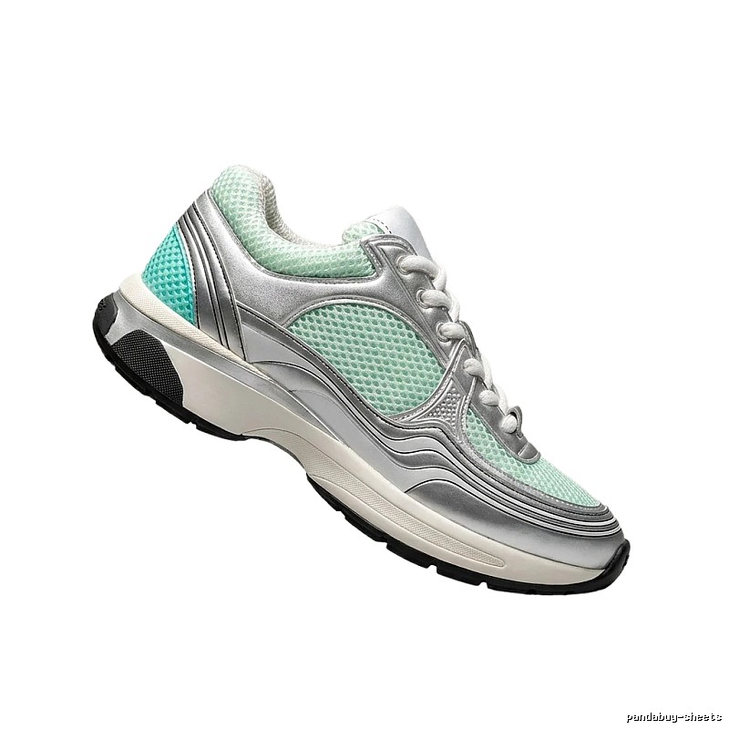 Chanel retro-style mint green sneakers
