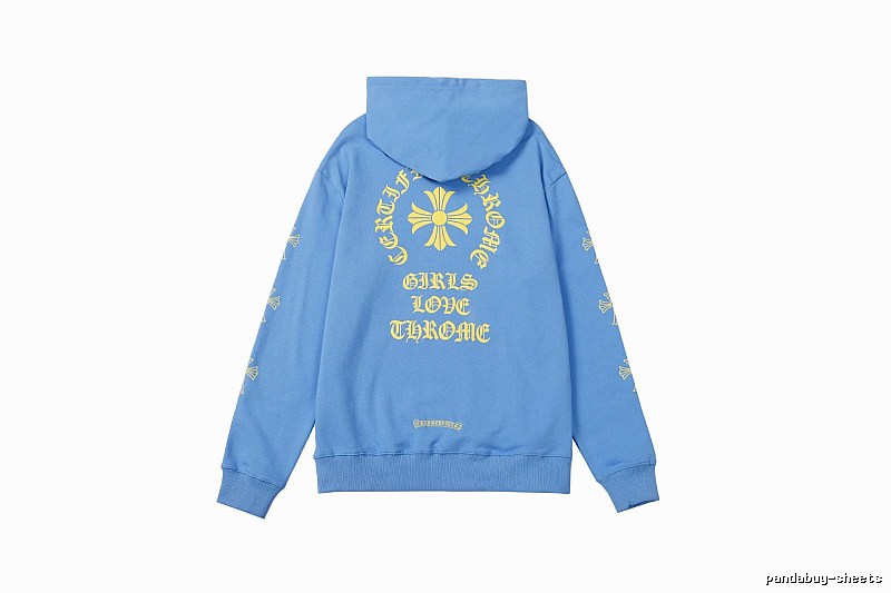 Chrome Hearts 2088-90 Sky Blue Cross Graphic Hoodie Summer Styling