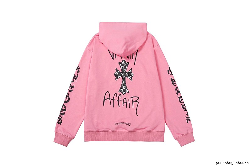 Chrome Hearts 2088-91 Pink Red Cross Graphic Hoodie Campus Look