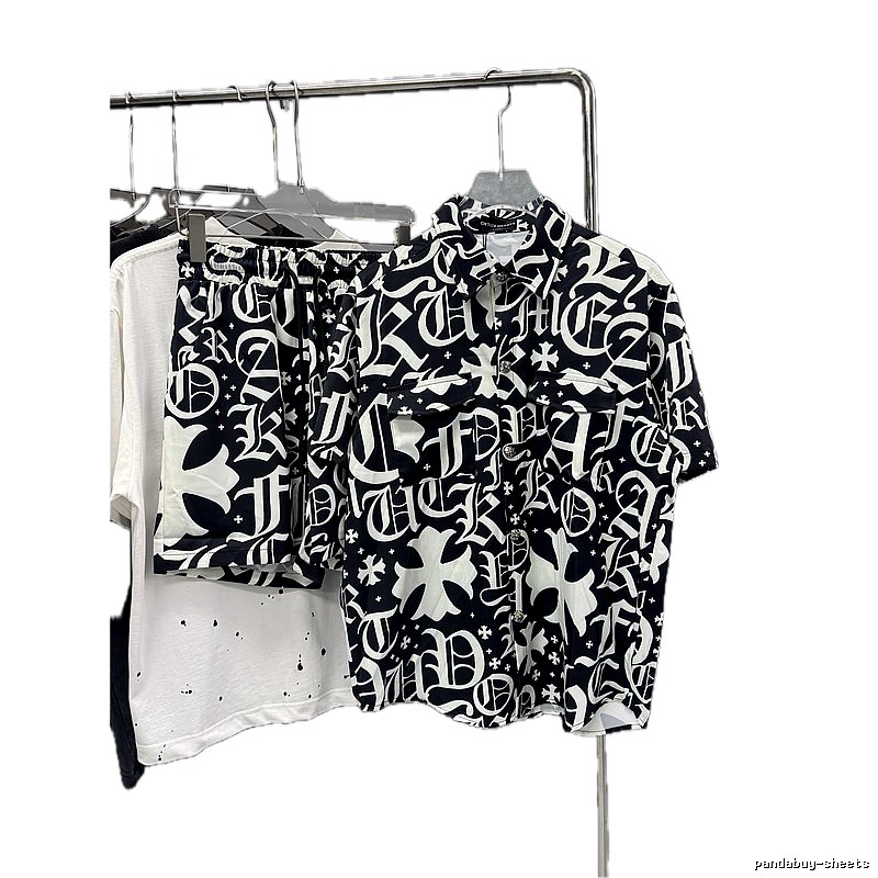 Chrome Hearts All-over Printed Gothic Style Black and White Set