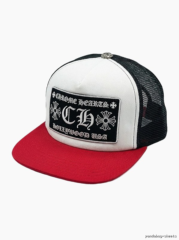 Chrome Hearts black, red and white color-blocking baseball cap