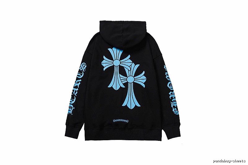 Chrome Hearts Classic Cross graphic hoodie Black Blue Cross for Daily Styling