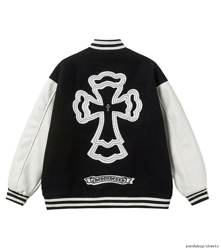 Chrome Hearts Cross Black and White Baseball Jacket