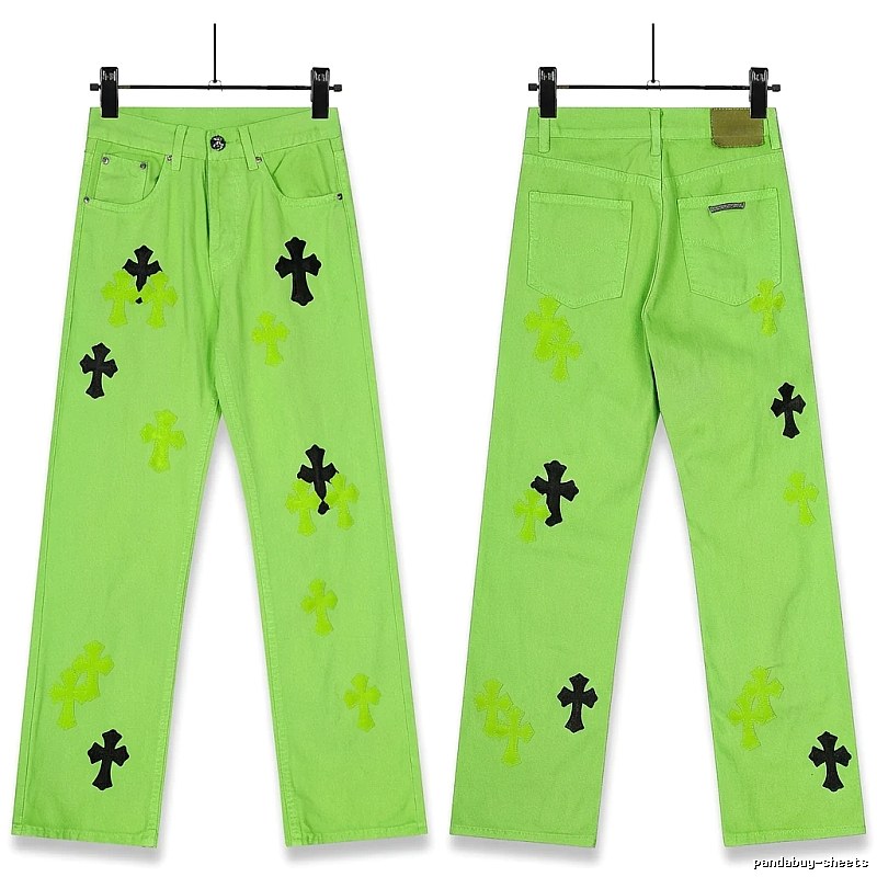 Chrome Hearts Cross Fluorescent Green Jeans