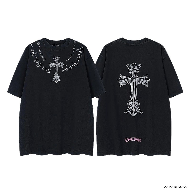 Chrome Hearts Cross Gothic Style Black Short Sleeve T-shirt