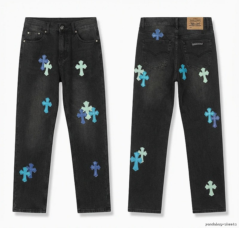 Chrome Hearts Cross Trendy Cool Black Jeans