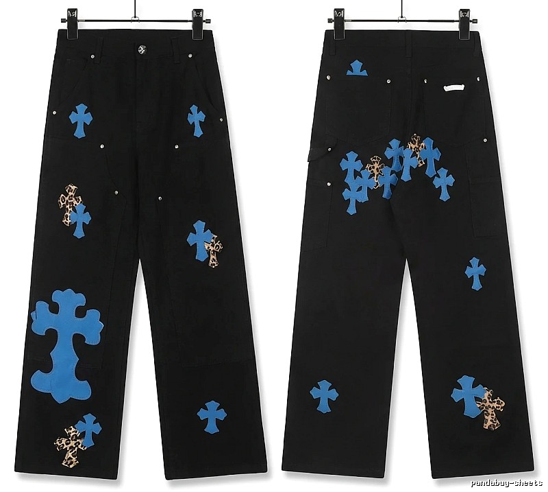 Chrome Hearts Cross Trendy Cool Black Long Pants