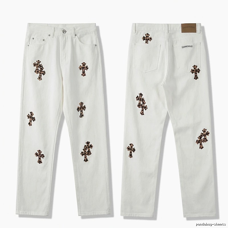 Chrome Hearts Cross Trendy Cool White Jeans