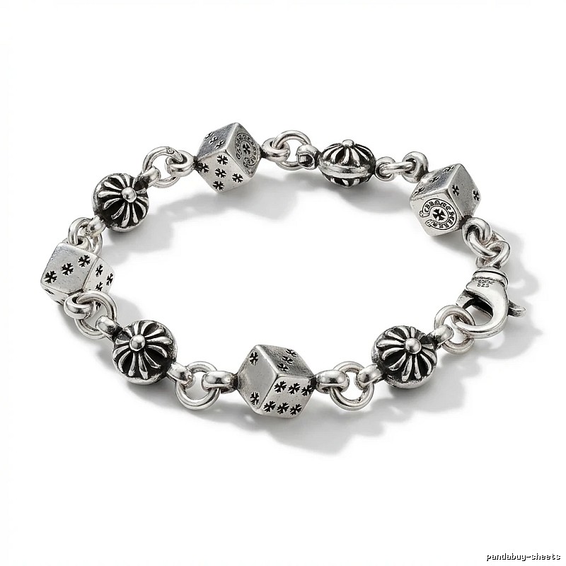 Chrome Hearts Dice Retro Style Silver Bracelet