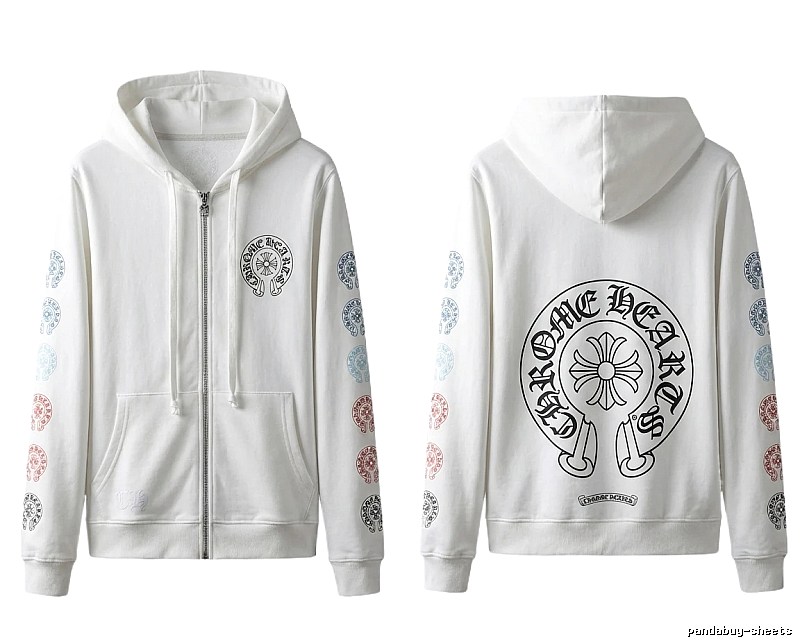 Chrome Hearts White Hoodie with Horseshoe Print Style
